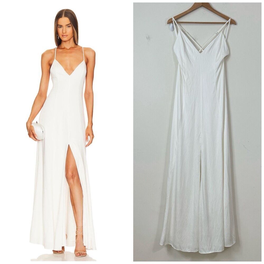 NWT Lovers and Friends Bermuda Maxi Gown Dress Size L White Ivory Lined Wedding